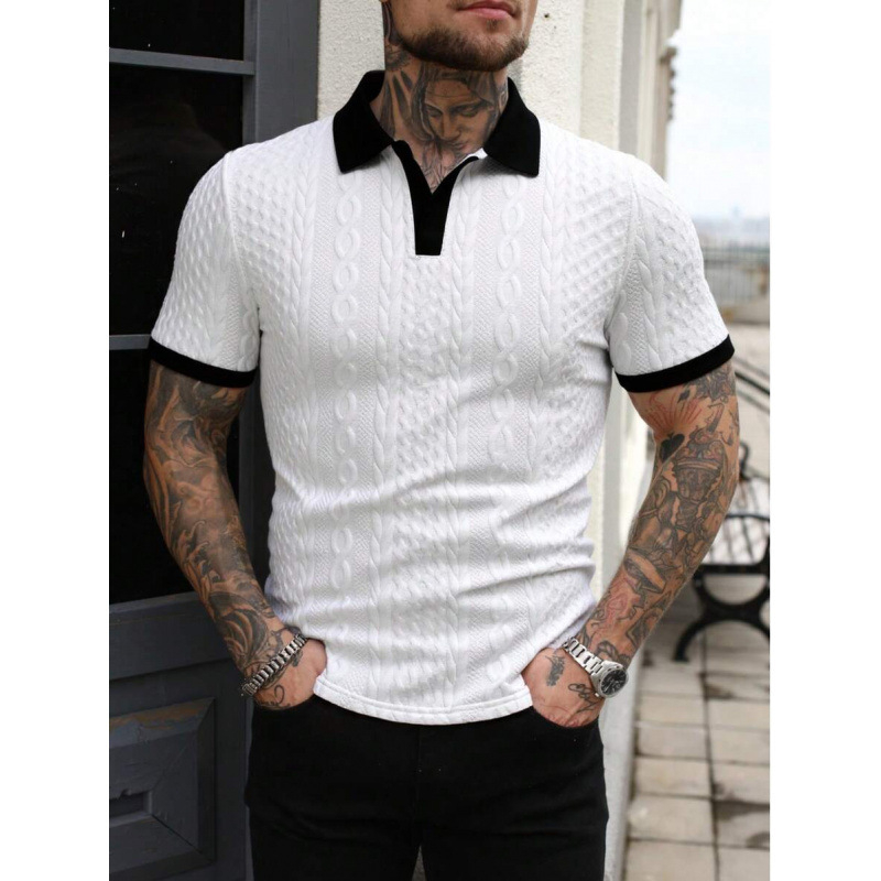 Košulja slim-fit s color-blocking uzorkom, širokim ovratnikom i 3/4 rukavima