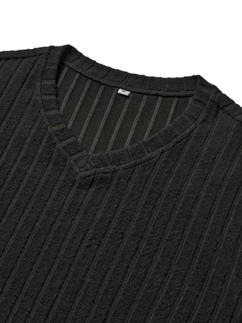 Мъжка тениска с V-образно деколте, дълги ръкави, прилягаща кройка, полиестер, 2025 зима