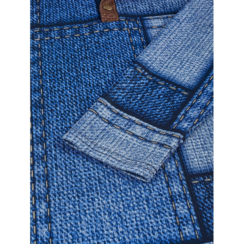 Unisex Slim-Fit majica s geometrijskim uzorkom, zaobljeni izrez (Crew Neck), 3/4 rukavi, Milk Protein Fiber / Pure Cotton (51–70%)