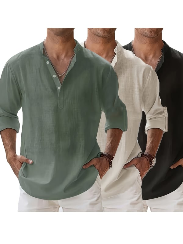 Pánska košeľa so stojacím golom, dlhé rukávy, priliehavý strih, polyester, priedušná