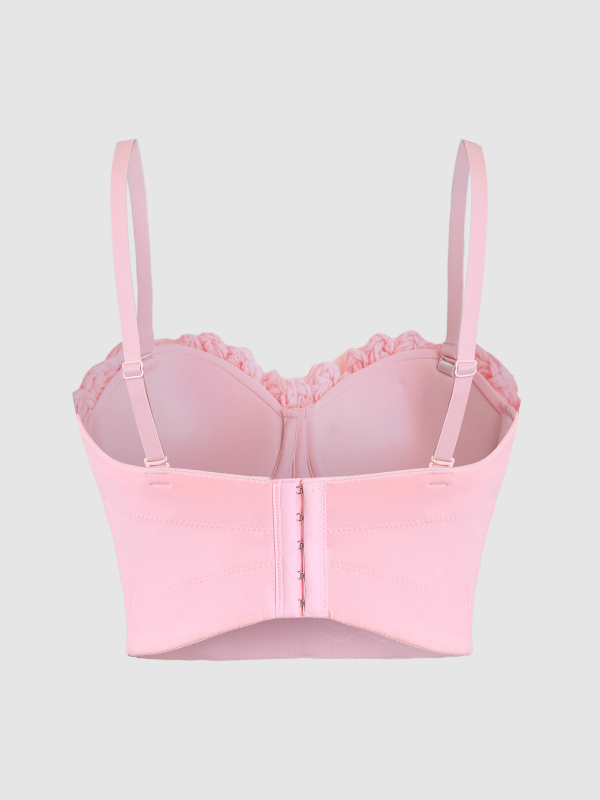 Pletený top so strapami s odnímateľnými ramienkami, ultra krátka dĺžka ≤40 cm, pletený vzor, zmes polyesteru a elastanu, leto 2025