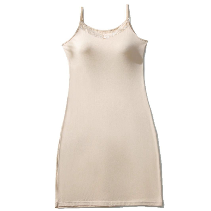 Безръкавна нощница в стил презрамки, дишащ вискозен плат, средна дължина, без яка.