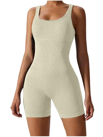 Jednodielny jogový overal s rýchloschnúcou tkaninou, bez vložiek na prsia