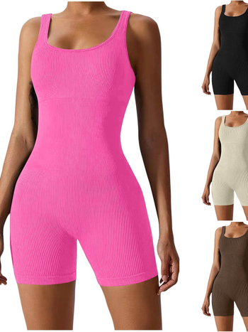 Jednodielny jogový overal s rýchloschnúcou tkaninou, bez vložiek na prsia