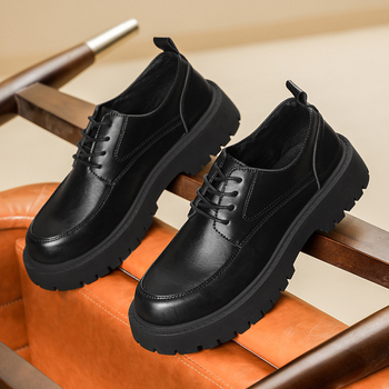 Meeste äriteemaline kingad kunstnahast, kõrgust tõstev platvorm, madal ülaosa, ümmargune varvas, hingav vooder