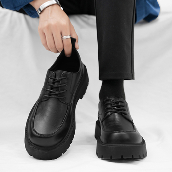 Meeste äriteemaline kingad kunstnahast, kõrgust tõstev platvorm, madal ülaosa, ümmargune varvas, hingav vooder