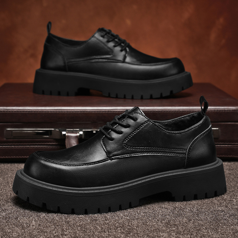 Meeste äriteemaline kingad kunstnahast, kõrgust tõstev platvorm, madal ülaosa, ümmargune varvas, hingav vooder