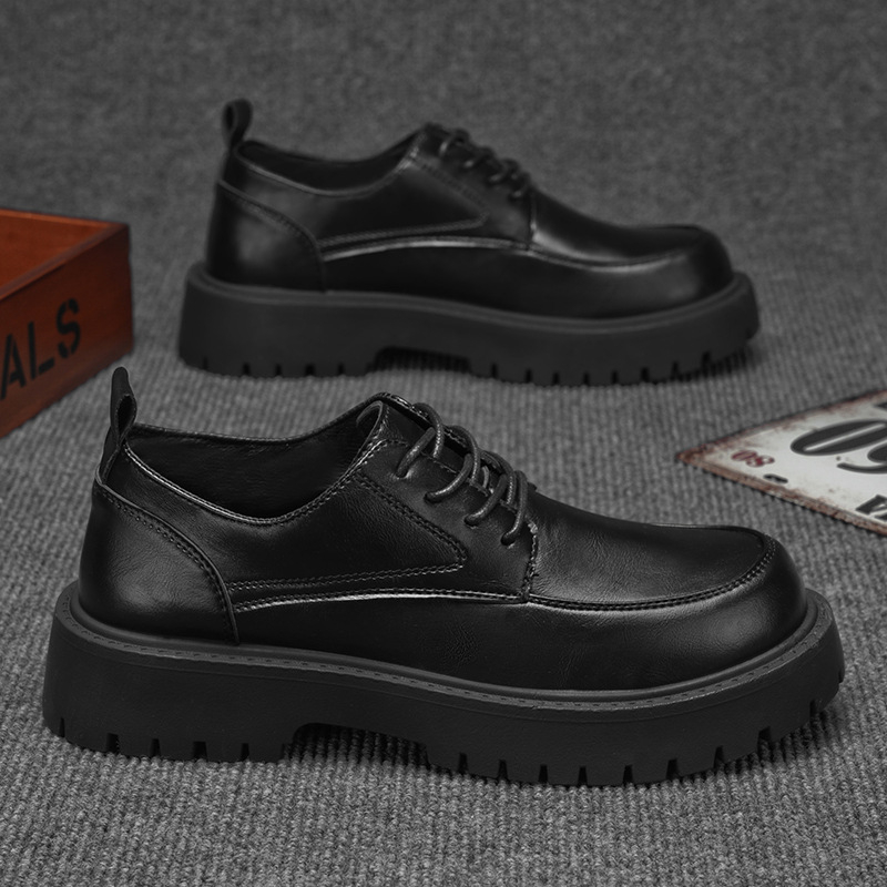 Meeste äriteemaline kingad kunstnahast, kõrgust tõstev platvorm, madal ülaosa, ümmargune varvas, hingav vooder