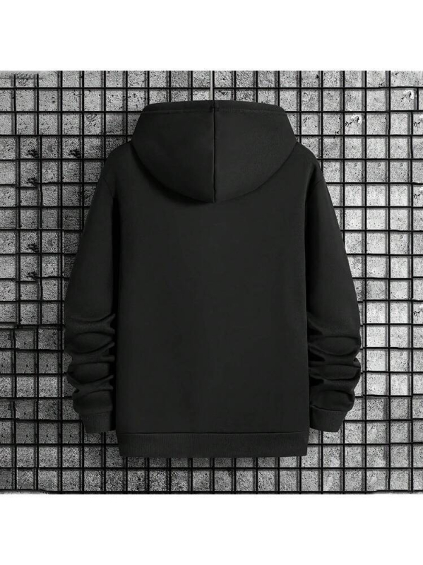 Kapucňasti oversize džemper s geometrijskim printom – Flat Cloth materijal, okrugli ovratnik, srednja duljina, dugi rukavi