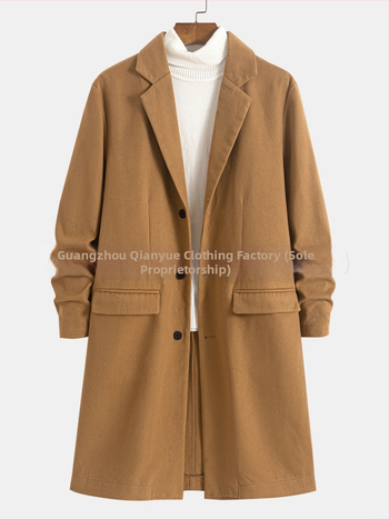 Vyriškas paltas - lengvas verslo stilius, laisvas kirpimas, 100% poliesteris, MQ622, 2025 ruduo