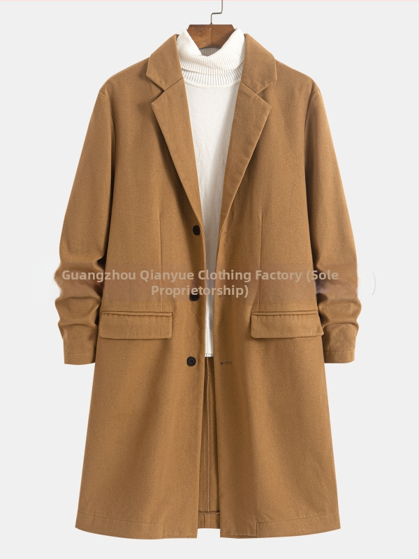 Vyriškas paltas - lengvas verslo stilius, laisvas kirpimas, 100% poliesteris, MQ622, 2025 ruduo