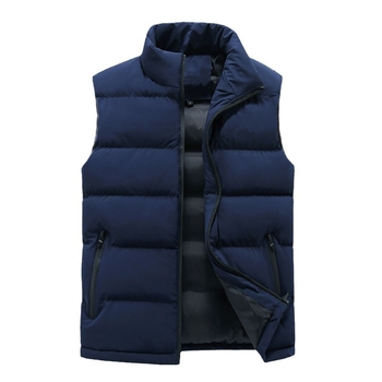 Pracovná vesta s izoláciou z perového bavlny, hrubý materiál, zips, stojací golier