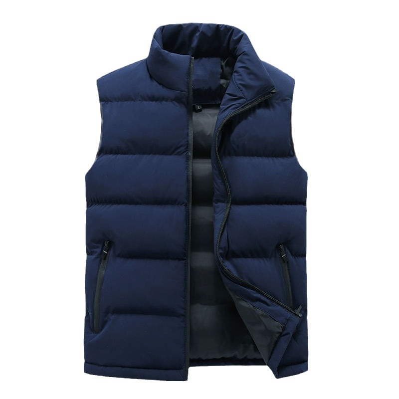 Pracovná vesta s izoláciou z perového bavlny, hrubý materiál, zips, stojací golier