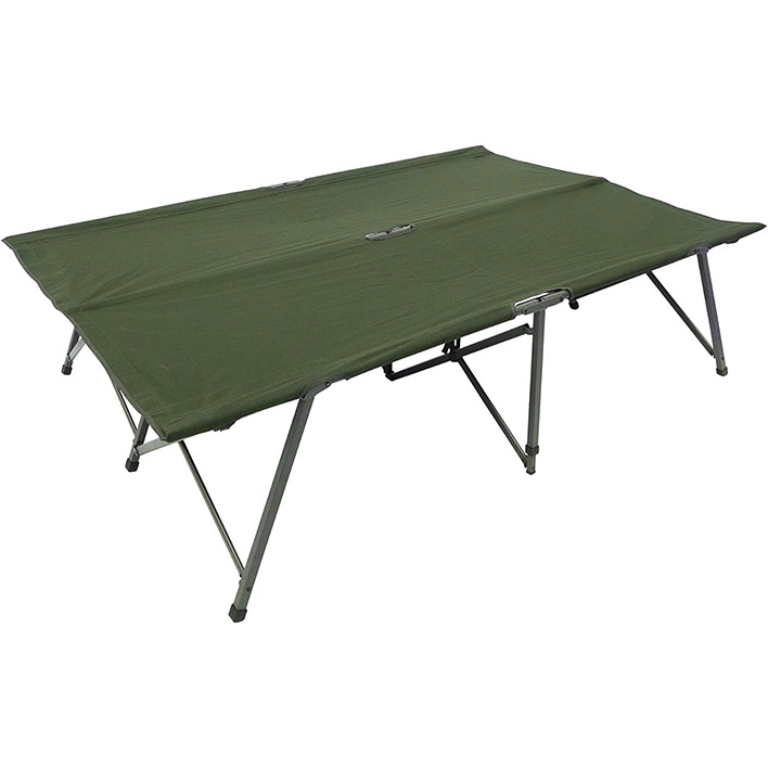 Dvigubai sulankstoma kempingo lova su geležine konstrukcija ir Oxford audinio paviršiumi, apkrova 150 kg