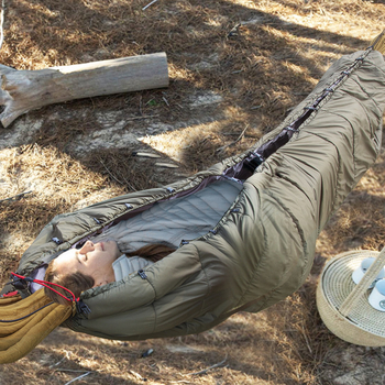 Išorinis žiemos kempingams – hamakas su storesniu šilto užklotą (Prekės ženklas: Other; Be laikiklio; Hamako paviršiaus medžiaga: nailono virvė)