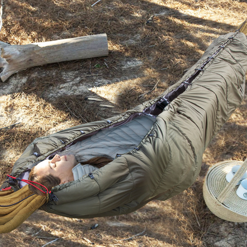Išorinis žiemos kempingams – hamakas su storesniu šilto užklotą (Prekės ženklas: Other; Be laikiklio; Hamako paviršiaus medžiaga: nailono virvė)