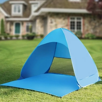 Automatinė greito atidarymo paplūdimio palapinė kempingui, vieno sluoksnio konstrukcija, 190T audinys, svoris 800 g, stiklo pluošto strypai, išorinis vandeniui atsparus 1000–1500 mm