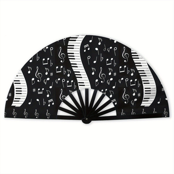 Πτυσσόμενος φανός με σχέδιο πλήκτρων πιάνου, Denim Girl Kung Fu Fan, Υλικά: Oxford ύφασμα/σατέν/μεταξωτό, Πλαίσιο: πλαστικό, Ψηφιακή εκτύπωση, Στυλ: Αμερικανικό