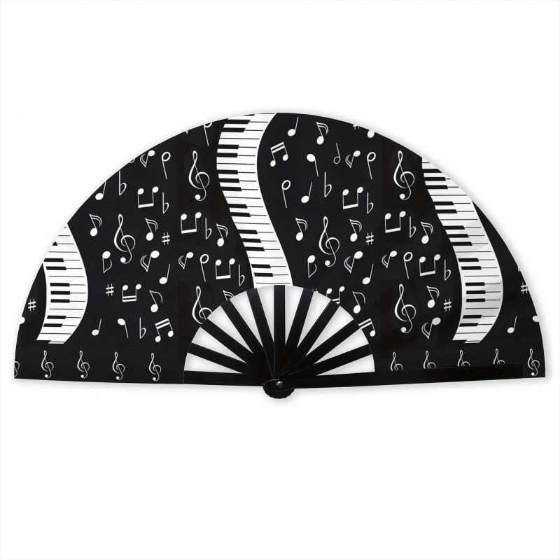 Πτυσσόμενος φανός με σχέδιο πλήκτρων πιάνου, Denim Girl Kung Fu Fan, Υλικά: Oxford ύφασμα/σατέν/μεταξωτό, Πλαίσιο: πλαστικό, Ψηφιακή εκτύπωση, Στυλ: Αμερικανικό