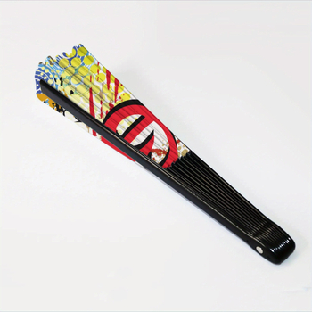 Πτυσσόμενος ανεμιστήρας με μοτίβο μουσικών νότων, Oxford ύφασμα / σατέν / μεταξωτό, ψηφιακή εκτύπωση, πλαστικό πλαίσιο, Αμερικανικό στυλ