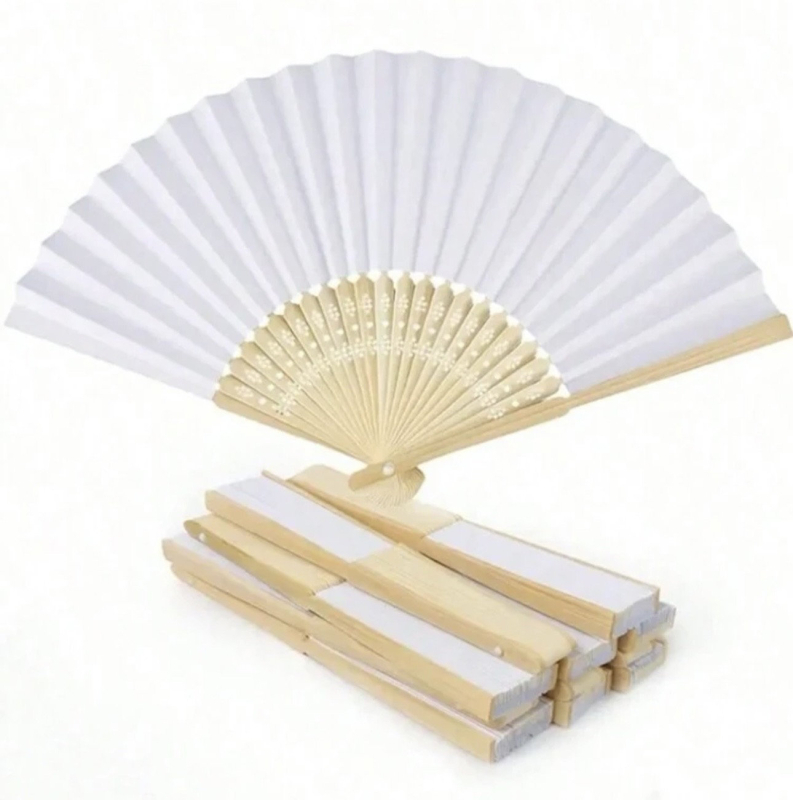 Χειροποίητος ανεμιστήρας από μεταξωτό ύφασμα, πλαίσιο από λωτό ξύλο, τεχνική θερμικής μεταφοράς, δυνατότητα προσαρμογής