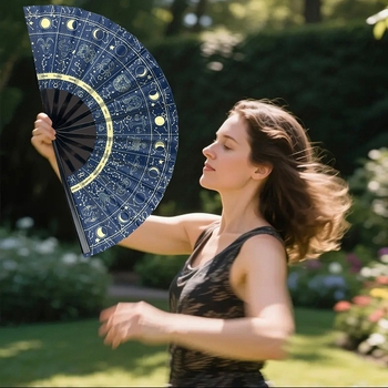 Dvanaest znakova zodijaka sklopni fan s plastičnim skeletom, 33 cm, veliki format, kung fu stil, koncertni suvenir