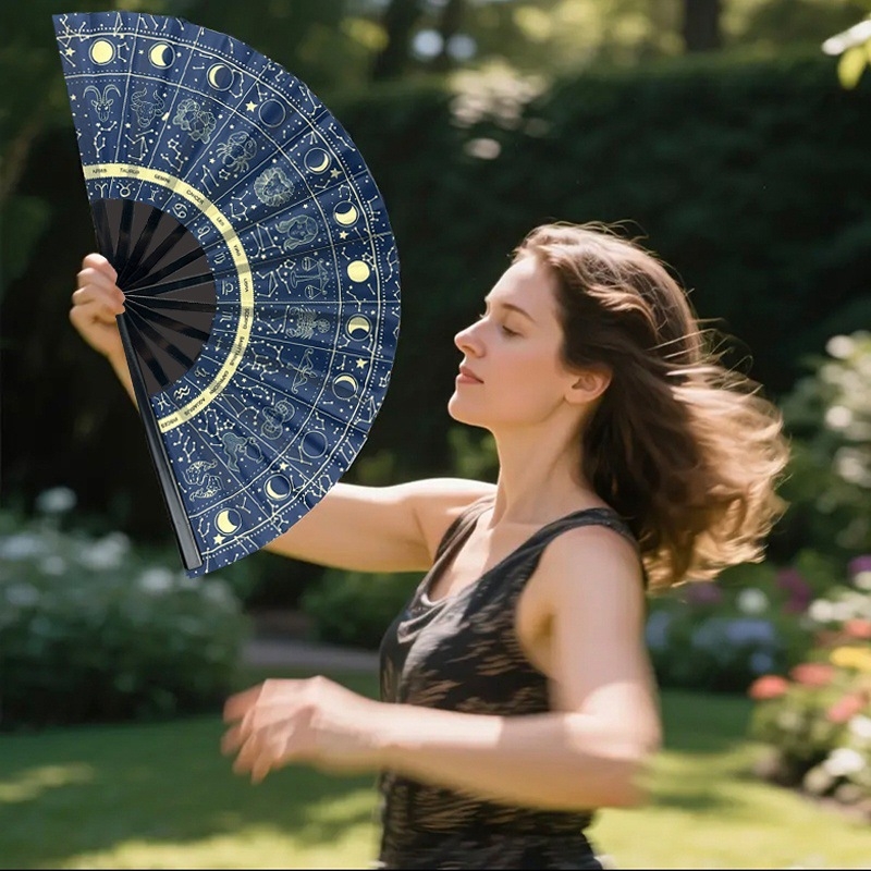Dvanaest znakova zodijaka sklopni fan s plastičnim skeletom, 33 cm, veliki format, kung fu stil, koncertni suvenir