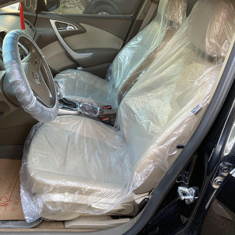 Еднократни калъфи за седалки и калъф за волан за автомобилна поддръжка, пластмасов филм, комплект от 3–4 части