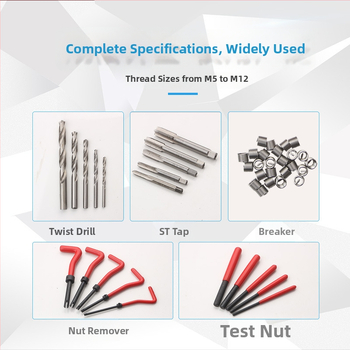 131-dielna sada nástrojov na opravu závitov z rýchloreznej ocele, kombinovaný set