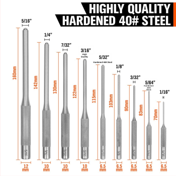 9-dielny set dierovačov pre opravu opaskov a zbraní (otvorovač opaskov, dutý dierovač, kladivo, dláto)