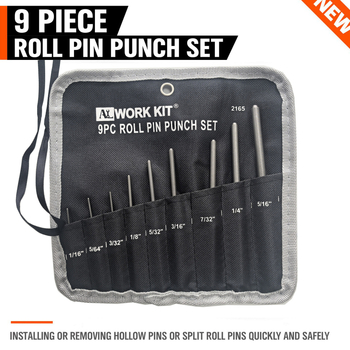 9-dielny set dierovačov pre opravu opaskov a zbraní (otvorovač opaskov, dutý dierovač, kladivo, dláto)