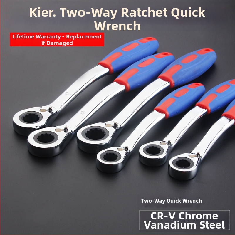 Atgriezenisks automātisks rācēt atslēga, abpusēja izmantošana, plastmasas izliekta rokture, augstas oglekļa tērauds