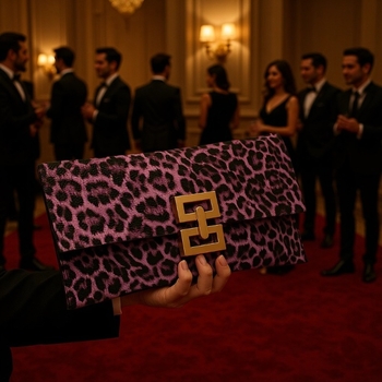 Geantă de damă cu imprimeu leopard, mică și pătrată, din PU, închidere cu clapă, curea din lanț