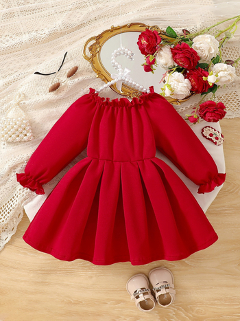 Детска рокля с дълги ръкави, декорация с пеперуда и пола в стил принцеса, полиестер | стил: корейска версия | материя: полиестер | подплата: полиестер | възраст: 0–12 месеца | сезон: пролет и есен