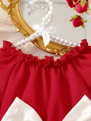 Детска рокля с дълги ръкави, декорация с пеперуда и пола в стил принцеса, полиестер | стил: корейска версия | материя: полиестер | подплата: полиестер | възраст: 0–12 месеца | сезон: пролет и есен