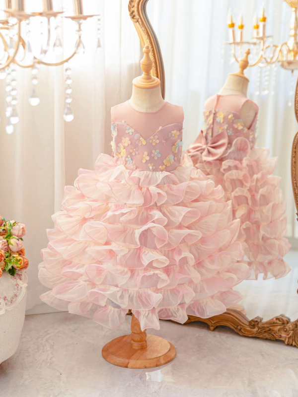 Detské formálne šaty – štýl princeznej/európsky štýl, polyester (91–95%), enzýmové pranie, 2025 leto