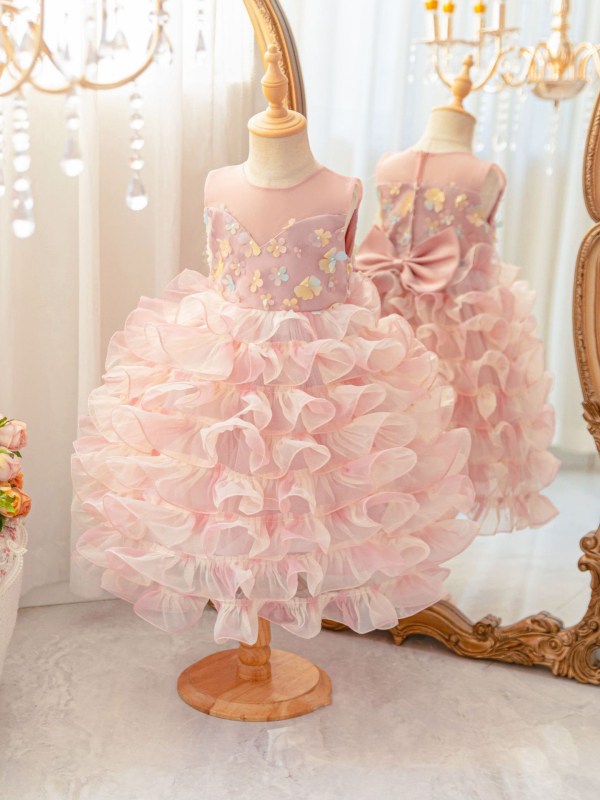 Detské formálne šaty – štýl princeznej/európsky štýl, polyester (91–95%), enzýmové pranie, 2025 leto