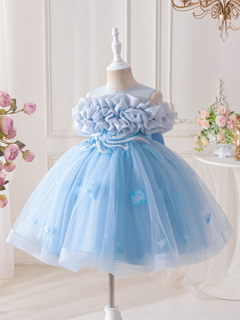 Flitrové detské slávnostné šaty, princezná štýl, európsky dizajn, polyesterová látka s bavlnenou podšívkou, enzýmové pranie, pre vek 3–8 rokov, všetky ročné obdobia