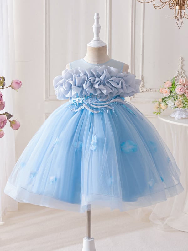 Flitrové detské slávnostné šaty, princezná štýl, európsky dizajn, polyesterová látka s bavlnenou podšívkou, enzýmové pranie, pre vek 3–8 rokov, všetky ročné obdobia