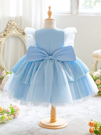 Detské spoločenské šaty, princeznovský štýl / európsky štýl, polyester 91–95% s bavlnenou podšívkou, enzýmové pranie, pre deti 3–8 rokov