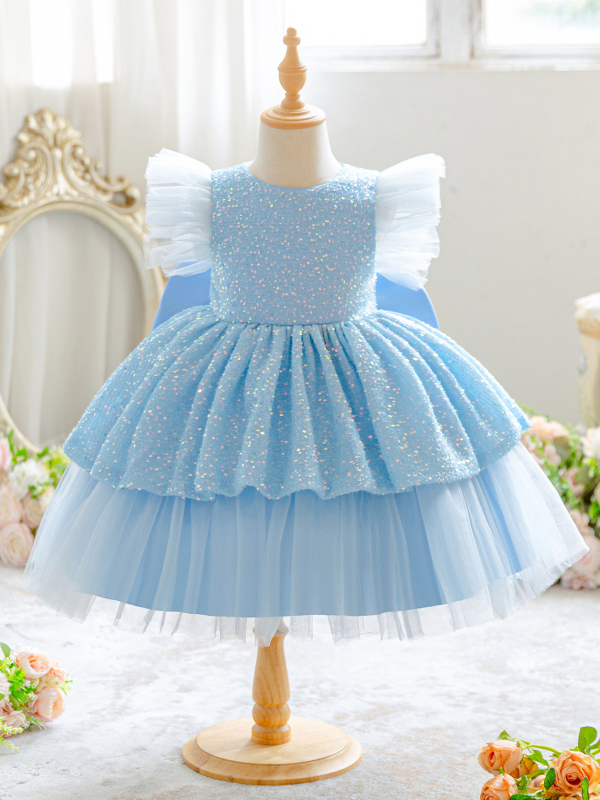 Detské spoločenské šaty, princeznovský štýl / európsky štýl, polyester 91–95% s bavlnenou podšívkou, enzýmové pranie, pre deti 3–8 rokov