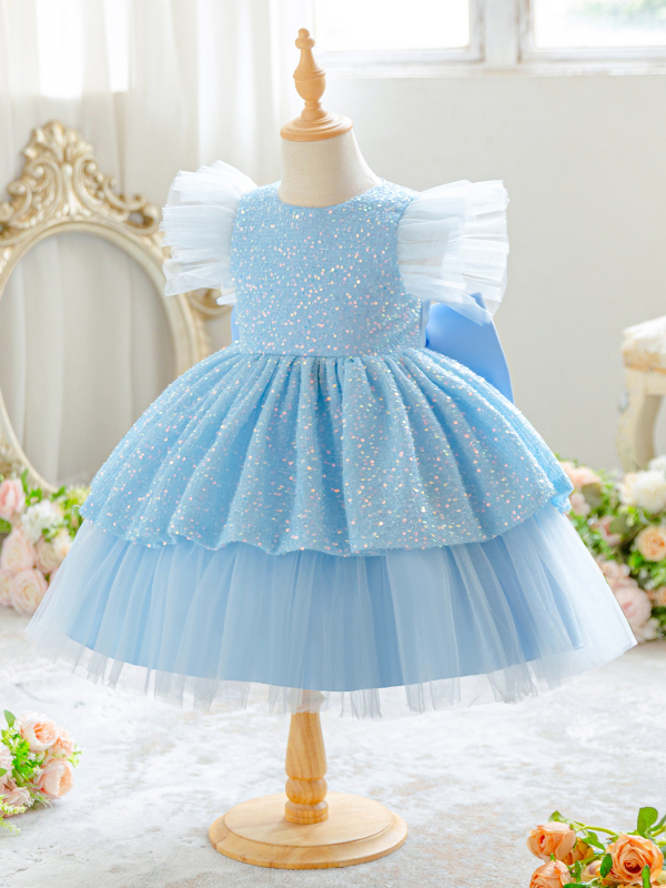 Detské spoločenské šaty, princeznovský štýl / európsky štýl, polyester 91–95% s bavlnenou podšívkou, enzýmové pranie, pre deti 3–8 rokov