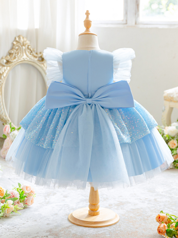 Detské spoločenské šaty, princeznovský štýl / európsky štýl, polyester 91–95% s bavlnenou podšívkou, enzýmové pranie, pre deti 3–8 rokov