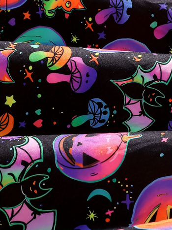 Detské šaty na Halloween: kreslený vzor, A-line strih, 95% polyester, podšité polyesterom
