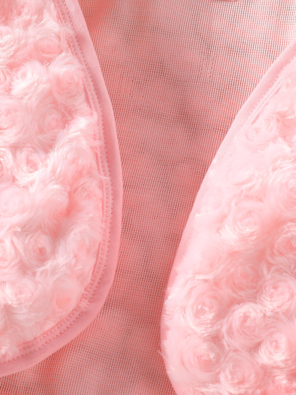 Dievčenský dvojdielny set: chlpaté vonkajšie oblečenie s kvetinovým vzorom a šaty, pletený materiál, polyester 95%, podšívka spandex, šaty typu A-line, vek 3–8 rokov, zima 2025