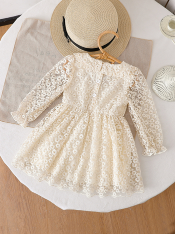 Dievčenské šaty s dlhými rukávmi, okrúhly výstrih, čipka, 100% polyester, podšité