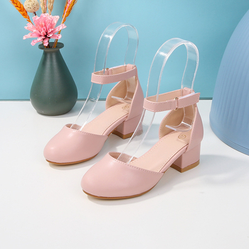 Detské topánky v korejskom štýle pre dievčatá, PU vrchný materiál, zapínanie na suchý zips Velcro, gumová podrážka, pre vek 7–16 rokov