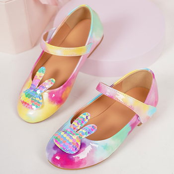 Детски принцески кристални обувки с лепящо закопчаване, PU горна част, PU стелка, TPR подметка, нисък връх