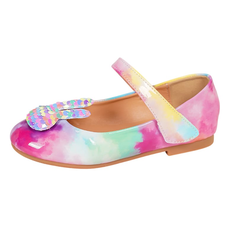 Детски принцески кристални обувки с лепящо закопчаване, PU горна част, PU стелка, TPR подметка, нисък връх