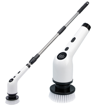 Elektrinis mopas su ištraukiama ilga rankena ir LCD ekranu — aštuoni viename valymo šepetėlis virtuvei ir voniai